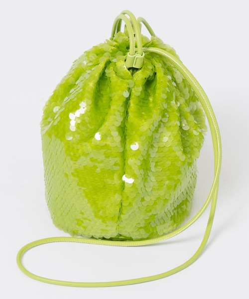 MAISON SPECIAL（メゾンスペシャル）の「Multi Fabric Drawstring Bag/マルチファブリックドローストリングバッグ（ハンドバッグ・レディース・ホワイト/ライム/ブラック・FREE）」の8枚目の写真