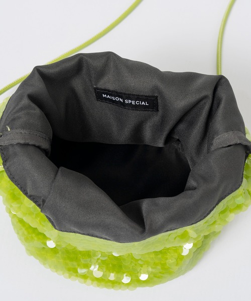 MAISON SPECIAL（メゾンスペシャル）の「Multi Fabric Drawstring Bag/マルチファブリックドローストリングバッグ（ハンドバッグ・レディース・ホワイト/ライム/ブラック・FREE）」の10枚目の写真