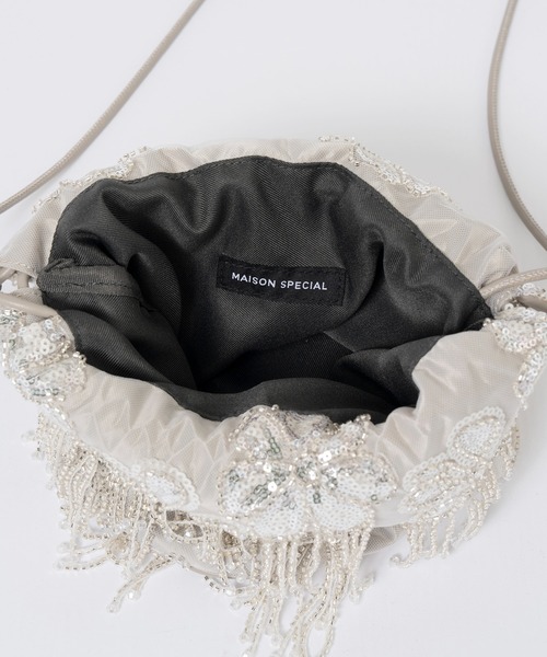 MAISON SPECIAL（メゾンスペシャル）の「Multi Fabric Drawstring Bag/マルチファブリックドローストリングバッグ（ハンドバッグ・レディース・ホワイト/ライム/ブラック・FREE）」の14枚目の写真