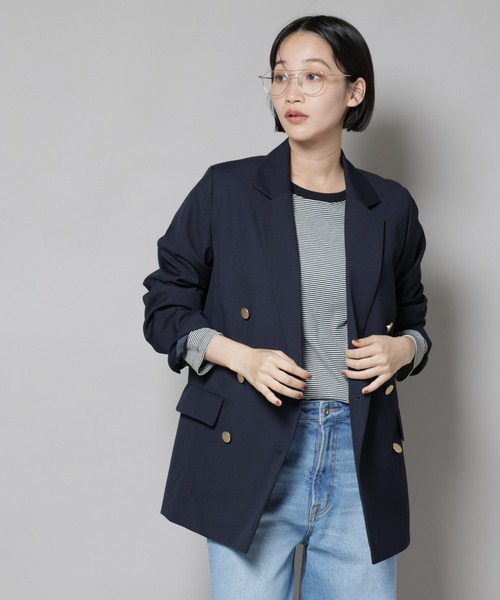 NANO universe(ナノユニバース)の「ダブルブレストジャケット(テーラードジャケット・レディース・ベージュ/ネイビー/チャコール・FREE)」の18枚目の写真