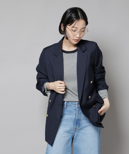 NANO universe(ナノユニバース)の「ダブルブレストジャケット(テーラードジャケット・レディース・ベージュ/ネイビー/チャコール・FREE)」の20枚目の写真