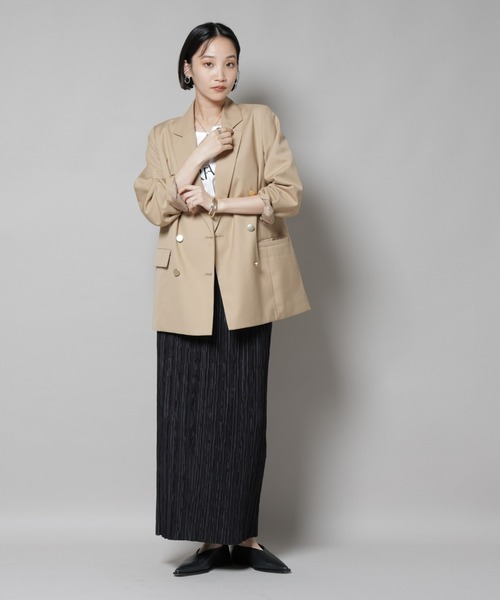 NANO universe(ナノユニバース)の「ダブルブレストジャケット(テーラードジャケット・レディース・ベージュ/ネイビー/チャコール・FREE)」の10枚目の写真