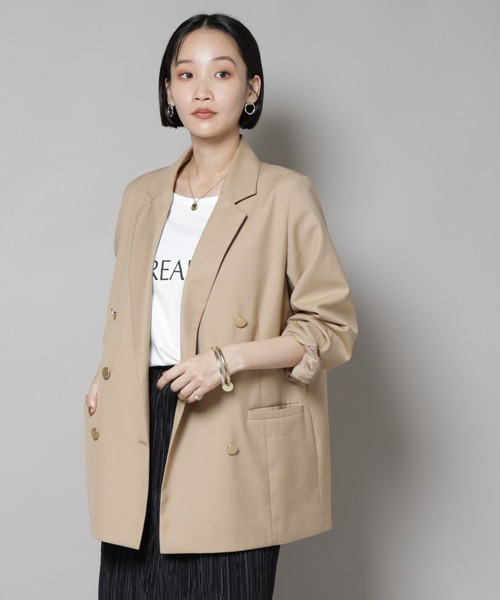 NANO universe(ナノユニバース)の「ダブルブレストジャケット(テーラードジャケット・レディース・ベージュ/ネイビー/チャコール・FREE)」の5枚目の写真
