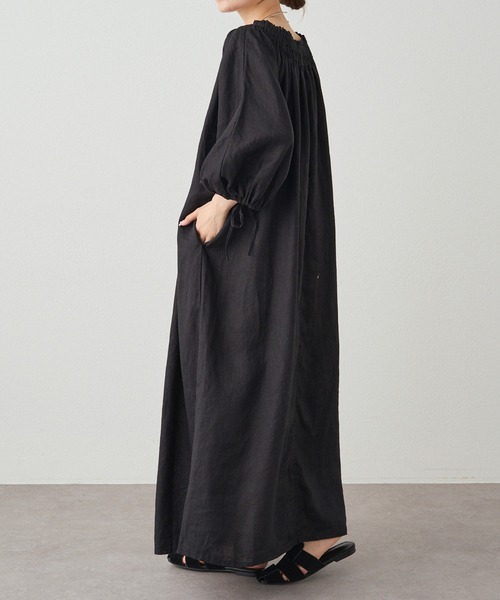 PUAL CE CIN（ピュアルセシン）の「リネンワンピース（ワンピース・レディース・ブラック/ダークブラウン・FREE）」の8枚目の写真