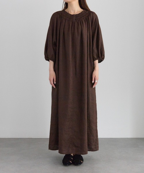 PUAL CE CIN（ピュアルセシン）の「リネンワンピース（ワンピース・レディース・ブラック/ダークブラウン・FREE）」の11枚目の写真