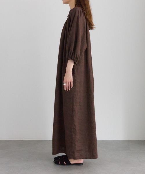 PUAL CE CIN（ピュアルセシン）の「リネンワンピース（ワンピース・レディース・ブラック/ダークブラウン・FREE）」の12枚目の写真