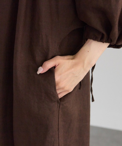PUAL CE CIN（ピュアルセシン）の「リネンワンピース（ワンピース・レディース・ブラック/ダークブラウン・FREE）」の16枚目の写真