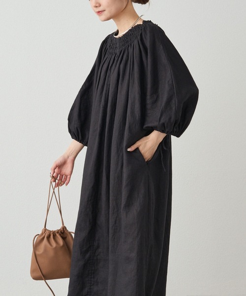 PUAL CE CIN（ピュアルセシン）の「リネンワンピース（ワンピース・レディース・ブラック/ダークブラウン・FREE）」の18枚目の写真
