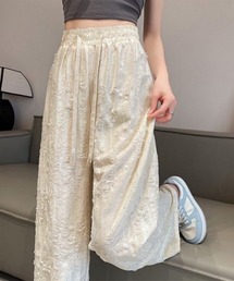 蝶柄ワイドパンツ ダメージロングパンツ夏