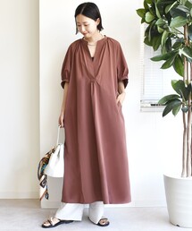 〈手洗い可能〉RENU ソフト タイプライター ギャザー ワンピース