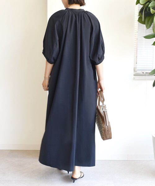 手洗い可能〉RENU ソフト タイプライター ギャザー ワンピース