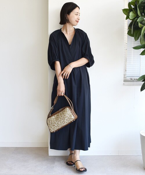 手洗い可能〉RENU ソフト タイプライター ギャザー ワンピース
