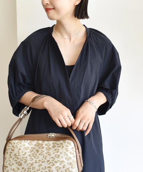 手洗い可能〉RENU ソフト タイプライター ギャザー ワンピース