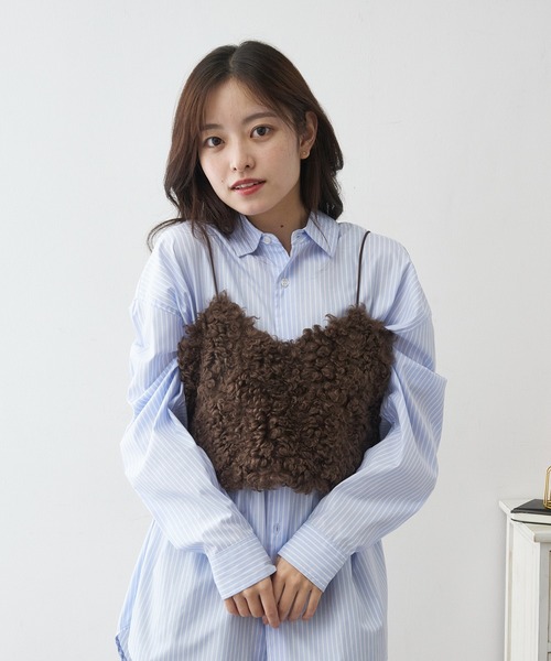 MAGASIN DE MODE Chou Chou（マガジンデモードシュシュ）の「【MAGASIN DE MODE Chou Chou】モコモコ フェイクファービスチェ DTK（ベスト・レディース・ブラウン/チャコールグレー/アイボリー・FREE）」の4枚目の写真