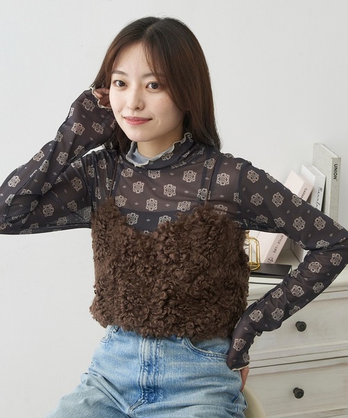 MAGASIN DE MODE Chou Chou（マガジンデモードシュシュ）の「【MAGASIN DE MODE Chou Chou】モコモコ フェイクファービスチェ DTK（ベスト・レディース・ブラウン/チャコールグレー/アイボリー・FREE）」の9枚目の写真