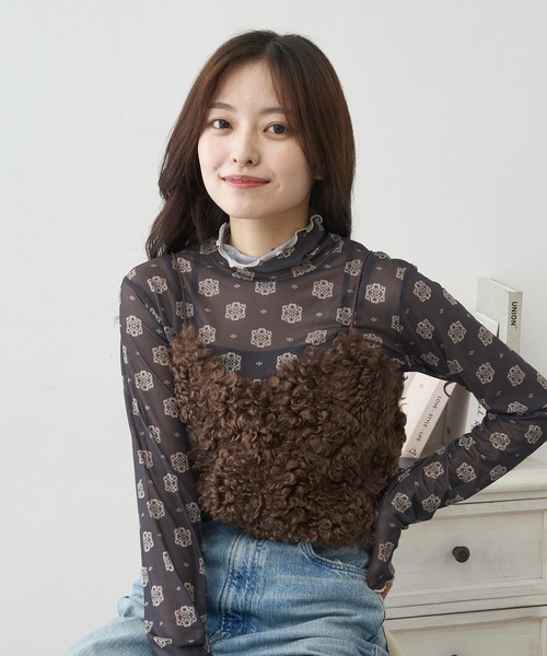 MAGASIN DE MODE Chou Chou（マガジンデモードシュシュ）の「【MAGASIN DE MODE Chou Chou】モコモコ フェイクファービスチェ DTK（ベスト・レディース・ブラウン/チャコールグレー/アイボリー・FREE）」の8枚目の写真