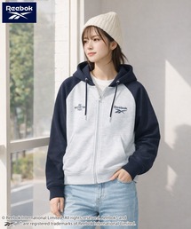 【別注】Reebok/リーボック ブランド ロゴ 刺繍 フルジップ クロップド丈 裏起毛 スウェット パーカー フーディー
