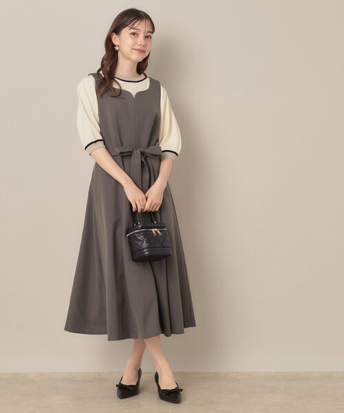 couture brooch（クチュールブローチ）の「【帯電防止・通勤】ハートネック フレアージャンスカ（ワンピース・レディース・ブラウン系/ダークグレー/ネイビー・42/40/36/38）」の8枚目の写真