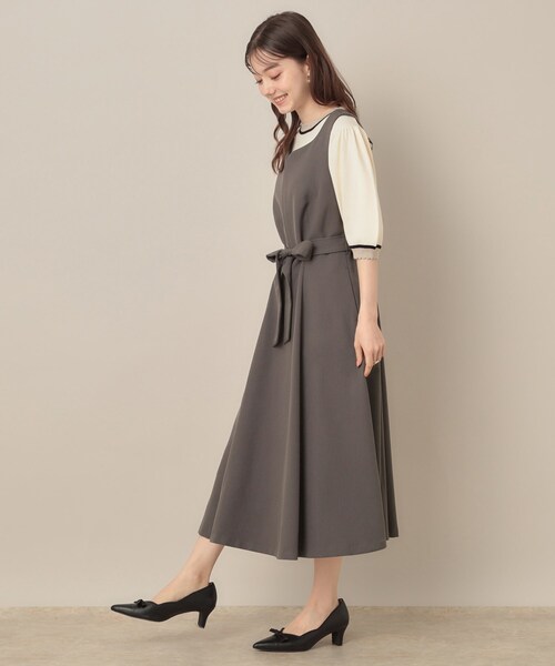 couture brooch（クチュールブローチ）の「【帯電防止・通勤】ハートネック フレアージャンスカ（ワンピース・レディース・ブラウン系/ダークグレー/ネイビー・42/40/36/38）」の9枚目の写真