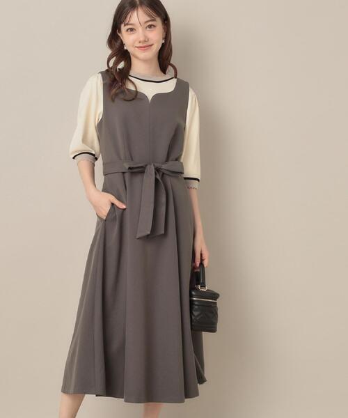 couture brooch（クチュールブローチ）の「【帯電防止・通勤】ハートネック フレアージャンスカ（ワンピース・レディース・ブラウン系/ダークグレー/ネイビー・42/40/36/38）」の10枚目の写真