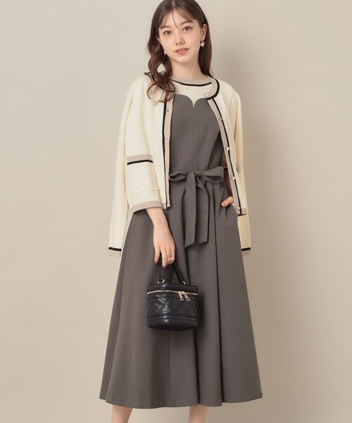 couture brooch（クチュールブローチ）の「【帯電防止・通勤】ハートネック フレアージャンスカ（ワンピース・レディース・ブラウン系/ダークグレー/ネイビー・42/40/36/38）」の12枚目の写真