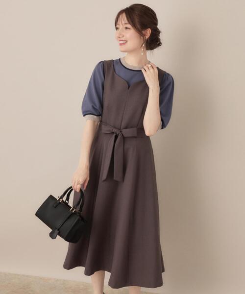 couture brooch（クチュールブローチ）の「【帯電防止・通勤】ハートネック フレアージャンスカ（ワンピース・レディース・ブラウン系/ダークグレー/ネイビー・42/40/36/38）」の13枚目の写真