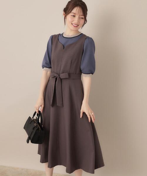 couture brooch（クチュールブローチ）の「【帯電防止・通勤】ハートネック フレアージャンスカ（ワンピース・レディース・ブラウン系/ダークグレー/ネイビー・42/40/36/38）」の14枚目の写真