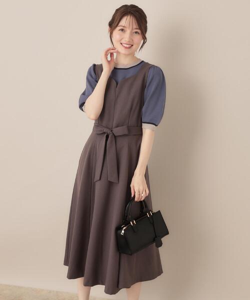 couture brooch（クチュールブローチ）の「【帯電防止・通勤】ハートネック フレアージャンスカ（ワンピース・レディース・ブラウン系/ダークグレー/ネイビー・42/40/36/38）」の15枚目の写真