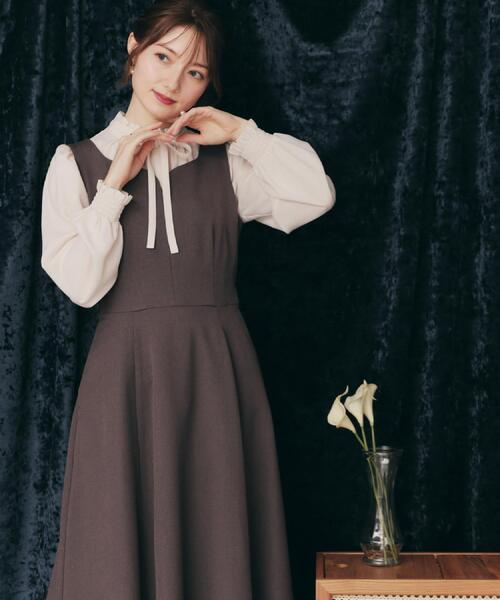 couture brooch（クチュールブローチ）の「【帯電防止・通勤】ハートネック フレアージャンスカ（ワンピース・レディース・ブラウン系/ダークグレー/ネイビー・42/40/36/38）」の19枚目の写真