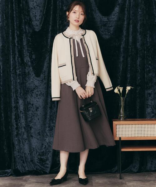 couture brooch（クチュールブローチ）の「【帯電防止・通勤】ハートネック フレアージャンスカ（ワンピース・レディース・ブラウン系/ダークグレー/ネイビー・42/40/36/38）」の21枚目の写真