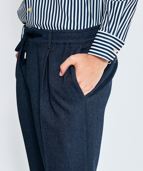ABAHOUSE（アバハウス）の「【セットアップ対応】デニムライク ワンタック イージースラックス  / 2WAYストレッチ 防シワ性 手洗い可（その他パンツ・メンズ・ブラウン/ダークネイビー/インディゴブルー・44/46/48/50）」の5枚目の写真