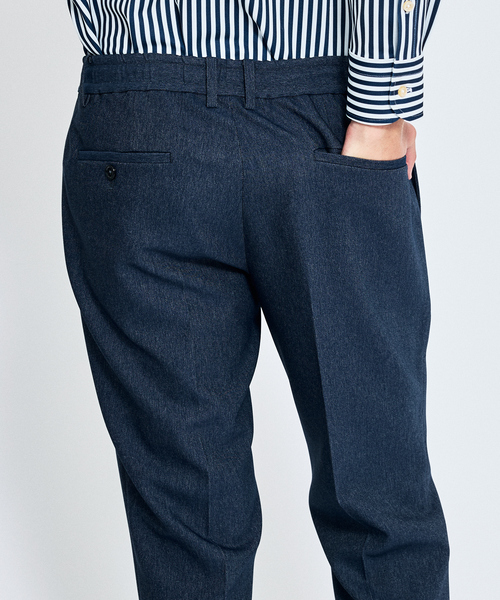 ABAHOUSE（アバハウス）の「【セットアップ対応】デニムライク ワンタック イージースラックス  / 2WAYストレッチ 防シワ性 手洗い可（その他パンツ・メンズ・ブラウン/ダークネイビー/インディゴブルー・44/46/48/50）」の7枚目の写真