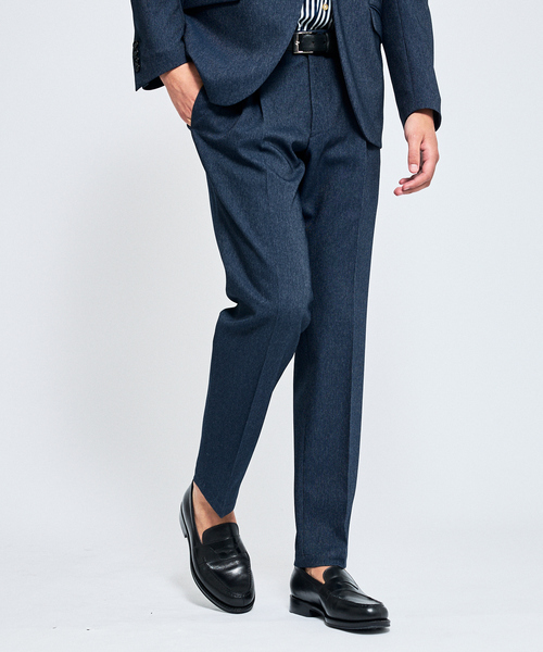 ABAHOUSE（アバハウス）の「【セットアップ対応】デニムライク ワンタック イージースラックス  / 2WAYストレッチ 防シワ性 手洗い可（その他パンツ・メンズ・ブラウン/ダークネイビー/インディゴブルー・44/46/48/50）」の9枚目の写真