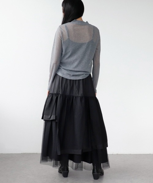 Three Four Time(スリーフォータイム)の「シアーラメハイネックプルオーバー(その他トップス・レディース・チャコールグレー/ブラック・FREE)」の14枚目の写真