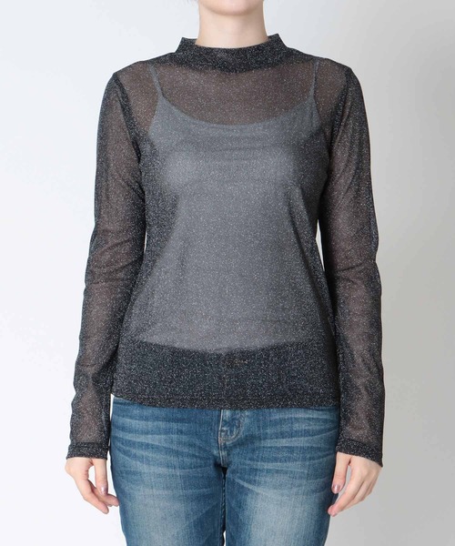 Three Four Time(スリーフォータイム)の「シアーラメハイネックプルオーバー(その他トップス・レディース・チャコールグレー/ブラック・FREE)」の15枚目の写真