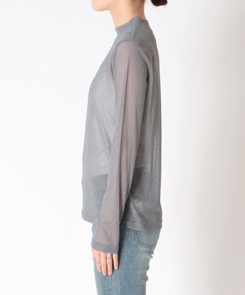 Three Four Time(スリーフォータイム)の「シアーラメハイネックプルオーバー(その他トップス・レディース・チャコールグレー/ブラック・FREE)」の18枚目の写真