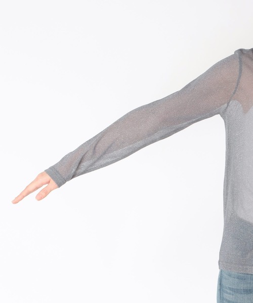 Three Four Time(スリーフォータイム)の「シアーラメハイネックプルオーバー(その他トップス・レディース・チャコールグレー/ブラック・FREE)」の21枚目の写真