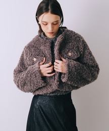 SELFIST（セルフィスト）の「ボアショート丈ジャケット　冬服　クリスマス　イルミネーション　ゴールドボタン（ブルゾン）」