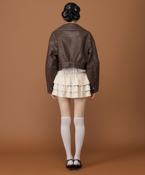 3.3 Field Trip （3.3フィールドトリップ）の「【モニタリング TWICE サナ着用】3.3 Field Trip／ショートレザージャケット（ブルゾン・レディース・ブラック/ブラウン・FREE）」の20枚目の写真