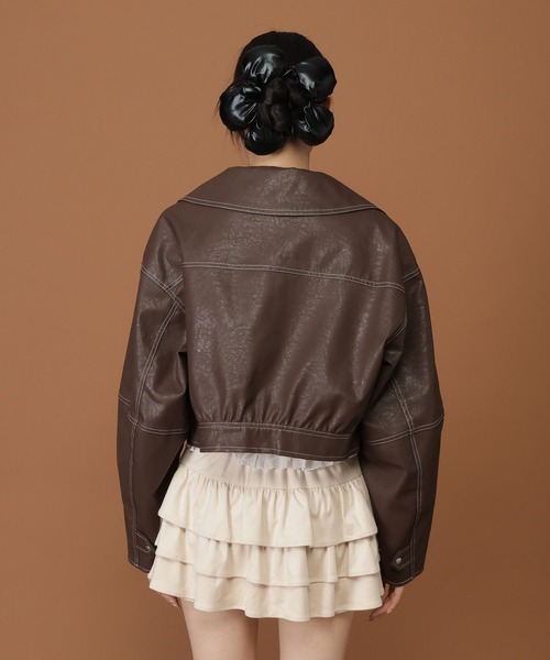 3.3 Field Trip （3.3フィールドトリップ）の「【モニタリング TWICE サナ着用】3.3 Field Trip／ショートレザージャケット（ブルゾン・レディース・ブラック/ブラウン・FREE）」の16枚目の写真