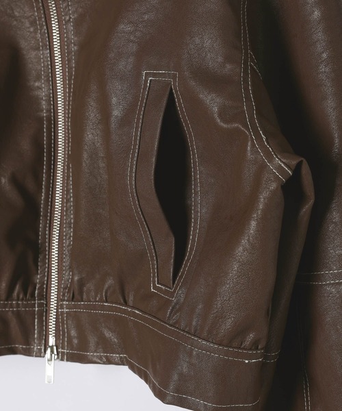 3.3 Field Trip （3.3フィールドトリップ）の「【モニタリング TWICE サナ着用】3.3 Field Trip／ショートレザージャケット（ブルゾン・レディース・ブラック/ブラウン・FREE）」の9枚目の写真