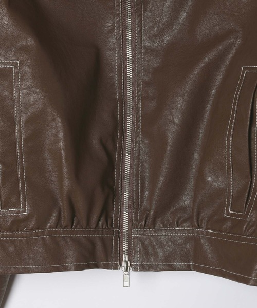 3.3 Field Trip （3.3フィールドトリップ）の「【モニタリング TWICE サナ着用】3.3 Field Trip／ショートレザージャケット（ブルゾン・レディース・ブラック/ブラウン・FREE）」の7枚目の写真