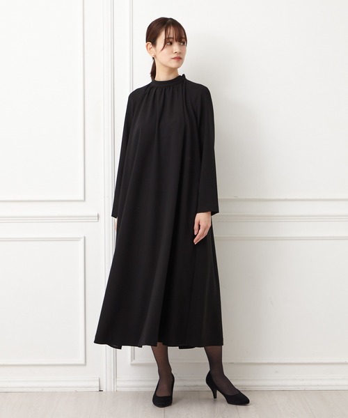 AIMER（エメ）の「【喪服・礼服】ウォッシャブル ラグランスリーブテントラインブラックワンピース（ワンピース・レディース・ブラック・LARGE/MEDIUM/SMALL）」の4枚目の写真