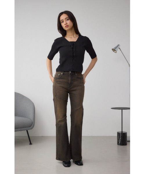 AZUL by moussy(アズールバイマウジー)の「フェイクレイヤードレースアップニット(ニット/セーター・レディース・ブラック/ボルドー/モカ・FREE)」の7枚目の写真