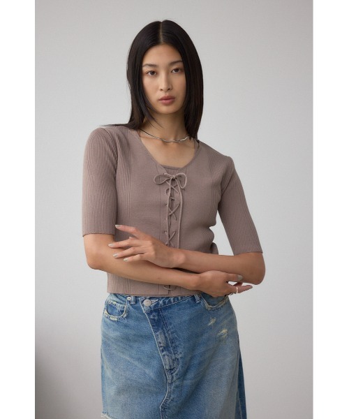 AZUL by moussy(アズールバイマウジー)の「フェイクレイヤードレースアップニット(ニット/セーター・レディース・ブラック/ボルドー/モカ・FREE)」の15枚目の写真