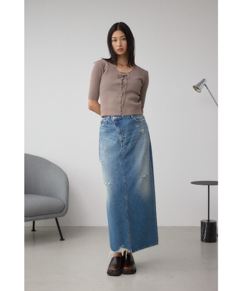 AZUL by moussy(アズールバイマウジー)の「フェイクレイヤードレースアップニット(ニット/セーター・レディース・ブラック/ボルドー/モカ・FREE)」の16枚目の写真