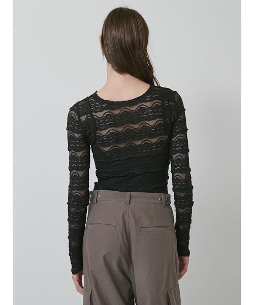styling/（スタイリング）の「ラッフルレース2WAYシアートップス（Tシャツ/カットソー・レディース・ホワイト/ブラック・F）」の15枚目の写真