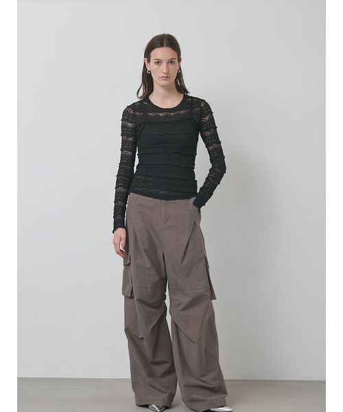 styling/（スタイリング）の「ラッフルレース2WAYシアートップス（Tシャツ/カットソー・レディース・ホワイト/ブラック・F）」の21枚目の写真