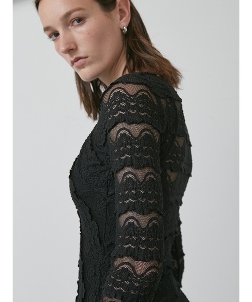 styling/（スタイリング）の「ラッフルレース2WAYシアートップス（Tシャツ/カットソー・レディース・ホワイト/ブラック・F）」の10枚目の写真