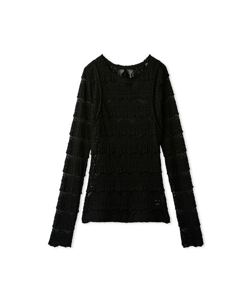 styling/（スタイリング）の「ラッフルレース2WAYシアートップス（Tシャツ/カットソー・レディース・ホワイト/ブラック・F）」の12枚目の写真